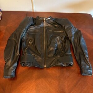 Vintage Fieldsheer Leather Motorcycle‎ Jacket Men's 42 Black Armored heavy 90's